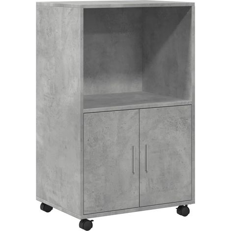 Armoire à roulettes multifonctionnelle facile à déplacer 55 x 40 x 91 cm en bois d'ingénierie gris béton (1/5)