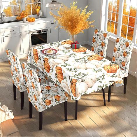 Nappe de Thanksgiving, tissu d'automne, décoration de fête, nappe à motif de récolte et housse de chaise TC-317 (nappe imperméable 140210cm +