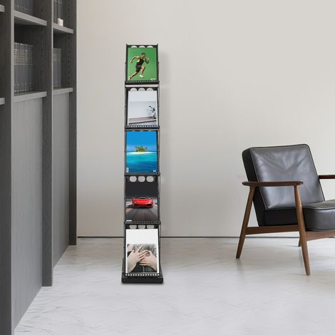 【Maison connectée】Présentoir à Brochures Pliable, Porte-Brochures sur Pied 5 Niveaux, Porte-Revues Magazines Journaux Pliable et Portable, pour Magasin, Bureau, Salon, Foire et Exposition, 5 Étagères (1/5)