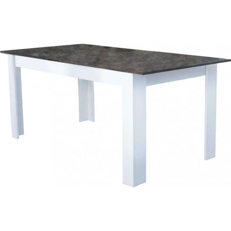 Tavolo Allungabile Gemma 160/200x90x75 h cm in Truciolare bilaminato Bianco e Grigio effetto Cemento (1/4)