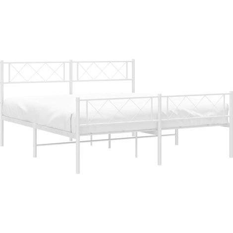 Estructura cama sin colchón con estribo metal blanco 135x190 cm vidaXL (1/5)