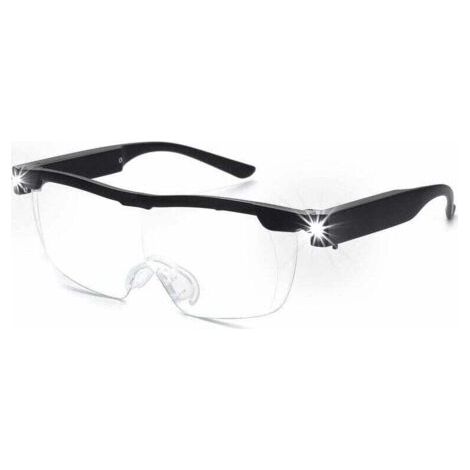 Loupe à 160 % fonctionnant sur piles avec lumière LED - Loupe puissante - Lunettes mains libres pour le travail de près, l'artisanat, la bijouterie, la lecture et la relaxation (1/4)