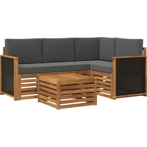 vidaXL Set di divani da esterno 5 pz Naturale e Antracite (1/5)