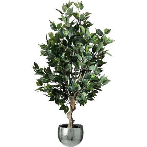 100cm Premium Artificial Ficus Twist Tree Silver Curve Planter (1/5)