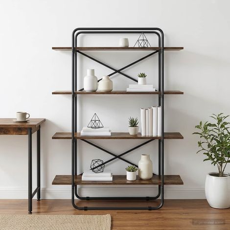 vidaXL Étagère 4 niveaux 100 x 35 x 140 cm PB Chêne fumé (1/5)