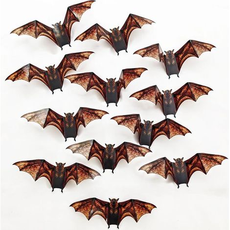 Stickers muraux chauves-souris pour Halloween – Lot de 12 décorations murales chauves-souris 3D au design réaliste (1/5)