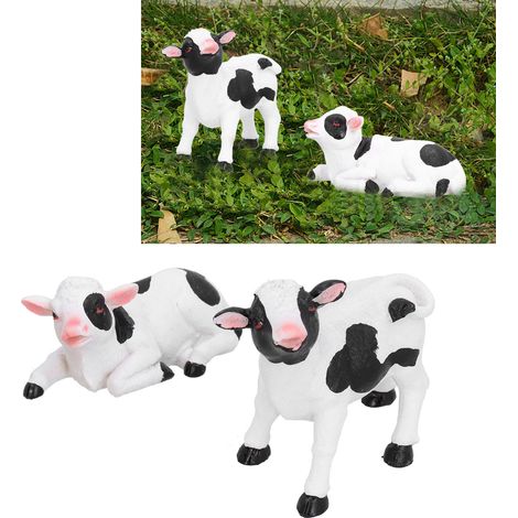 Figurines de jardin miniatures - Sculptures résine 2pcs - Cows décoratifs pour bonsai, jardin et intérieur (1/5)