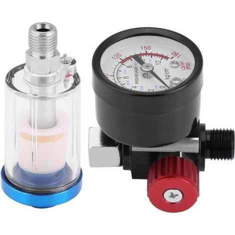 Regolatore di pressione dell'aria, pistola a spruzzo Delaman, manometro per regolatore di pressione dell'aria, kit separatore filtro spurgo acqua in linea