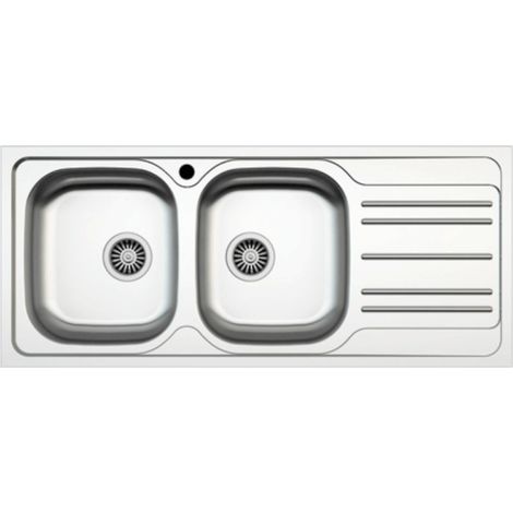 Lavello incasso cucina MP1162DX acciaio116x50 cm due vasche e gocciolatoio destro EFFEZ