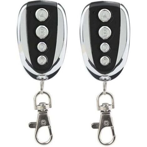 Pack of 2 universal remote controls for garage doors, XU, and gates, 433 MHz with four channels - Ideal replacement - (1/4)