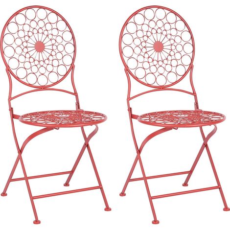 Set di 2 sedie da bistrot da giardino pieghevoli in metallo stile provenzale rosso Scario