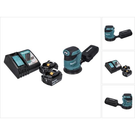 Makita DBO 180 RF Akku Exzenterschleifer 18 V 125 mm + 2x Akku 3,0 Ah + Ladegerät