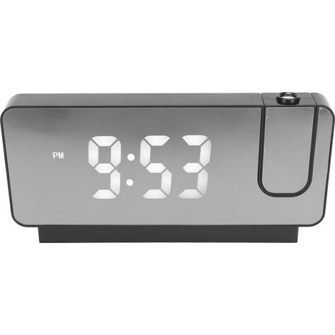 Réveil à projection avec affichage de l'heure, de la date et de la température  écran LED HD grand angle à 180 degrés pour une utilisation à domicile  noir.