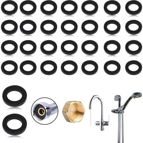 30 Joints Rondelle Caoutchouc 1/2" Pouceou 3/4" Pouce joint Caoutchouc Rond joint Robinet pour Joint Torique pommeau de douche,Douchette Douche Salle de Bain de Tuyau de Douche (Noir,1/2") (1/5)