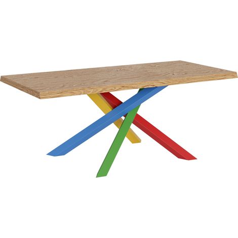 Tavolo Fisso 180x90 cm Versalux Rovere Scortecciato Gambe Multicolore 4/B