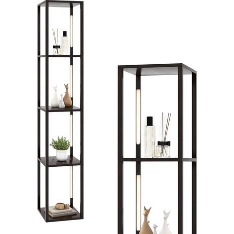 Lampada da terra da soggiorno da 163 cm con 4 ripiani, lampadine LED dimmerabili a 3 vie, marrone (1/5)