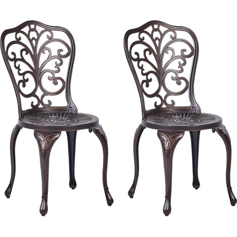 Conjunto de 2 sillas de balcón vintage jardín de aluminio marrón Triora (1/5)