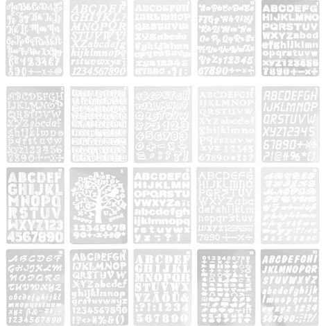 20 Pièces Pochoirs Lettres Chiffres en PET pour Dessin et Loisirs Créatifs DIY (1/5)