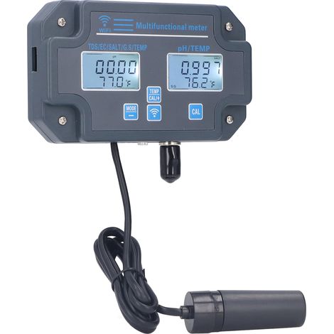 Testeur de Qualit de L'eau,6 en 1 PH EC TDS SALT GS Compteur de Temprature sans Fil App Tlcommande Moniteur D'eau Multi-paramtres pour Eau Potable,Piscine,Aquarium,Aquarium,Culture(2) (1/5)