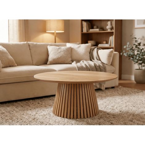 Table basse ronde en bois clair HEKA