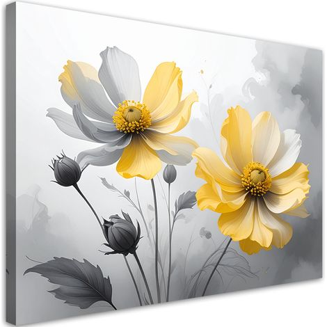 Tableau Moderne, Fleurs jaunes avec une lumière subtile sur un fond lumineux,30x20 (1/4)