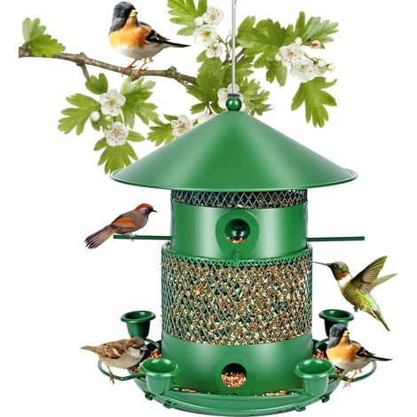 Vogelfutterspender für draußen, Ø 26 cm, zum Aufhängen, wasserdichte Vogellaterne für draußen, wetterfester Samenspender mit großer Kapazität für den Garten