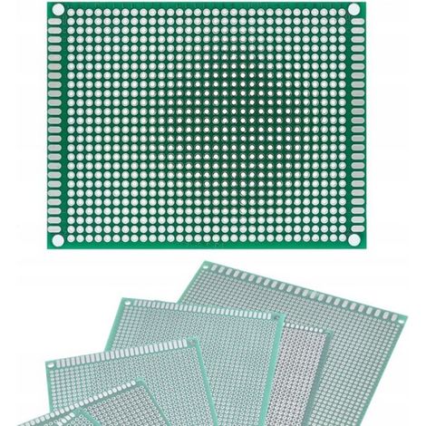 Plaque Prototype Double Face - 70 x 90 mm - Pas 2 54 mm - THT - Verte - 1 Unite (1/4)
