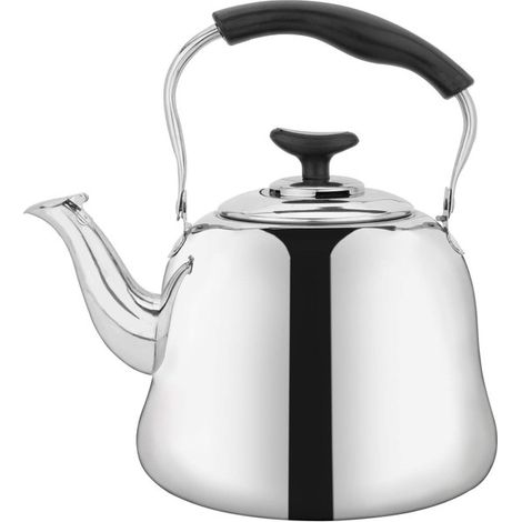 Wasserkocher mit Pfeifton 2-Liter-Edelstahl-Teekessel mit Klappgriff und automatischem Ausgießerdeckel Schnelles Erhitzen und leiser Pfeifton Für (1/5)