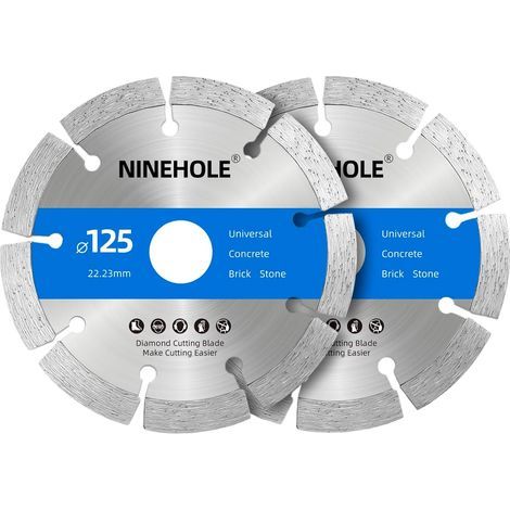 2x Disque Diamant - Outil De Coupe - Segment 10mm - Pour Béton Brique Pierre - Usage Sec Et Humide - Gris - 125x22,23mm (1/5)