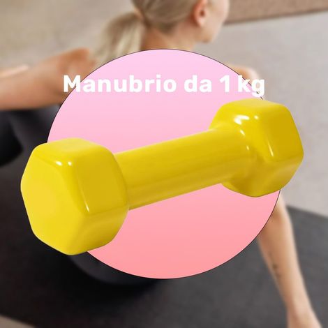 TRADE SHOP - Manubrio Singolo 1 Kg In Vinile Allenamento Esercizi Casa Palestra Workout Fit - (1/2)