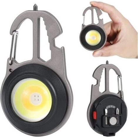 Mini-LED-Taschenlampe, tragbare Arbeitsleuchte mit Schlüsselanhänger, 800 Lumen, 7 Modi, wiederaufladbar und wasserdicht, wasserdichtes Notbeleuchtungsgerät für den Außeneinsatz [Energieklasse A] (1/4)