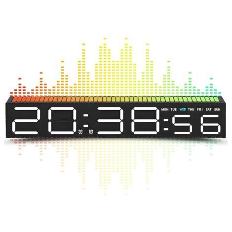 Réveil numérique pour chambre à coucher avec veilleuse, horloge LED double alarme, luminosité réglable, contrôle du son, rythme musical pour table de chevet, PC de jeu et TV (1/5)