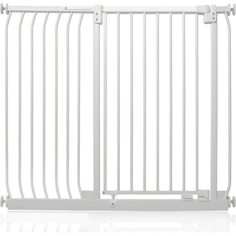 Safetots Extra Tall Elite Safety Gate, 116cm - 125cm, Matt White, Extra Tall 96.8cm in Height, Pressure Fit Stair Gate