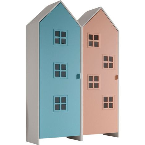 Pack - 2 Armoires Enfant "Casami Bruges" 171cm Bleu & Rose (1/3)