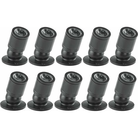 Mini focos LED empotrables de techo de 1 W con controlador de 100-265 V CA para hogar, vinoteca, joyero, sala de estar y armario, 10 unidades [Clase energética A+] (negro, luz cálida) (1/4)