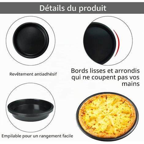 Plaque A plat Plateau à Pizza Four Rond en Acier Anti-Adhésif Noir (1/3)
