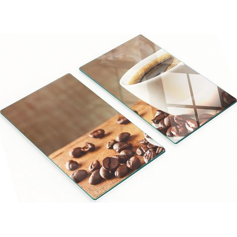 Juego de dos tablas de madera y vidrio con forma de grano de caf茅 para cocina, 2 x 30 x 52 cm.