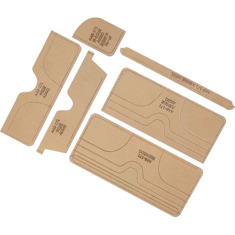 Gabarit acrylique en 6 pièces pour la fabrication artisanale d'un petit portefeuille en cuir - Outils de modelage