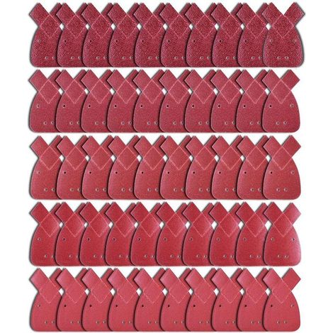 50 Pièces Feuilles Abrasives Feuille de Ponçage 10 X Grains 40/60/ 80/120/ 240 Papier Abrasif Triangles de Ponçage Fit Black and Decker Detail Palm Sander (1/5)