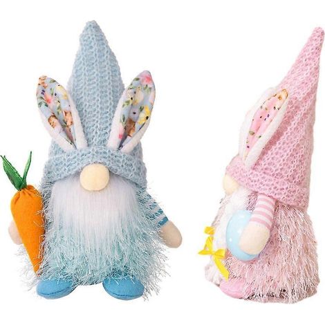 Adorable poupée lapin gnome colorée de Pâques avec des décorations élégantes en forme de carotte