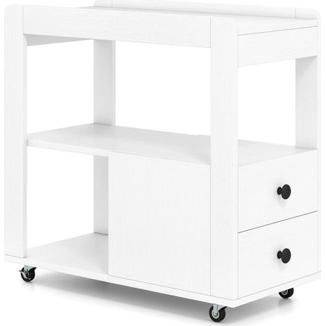 Soporte para impresora con ruedas, 2 cajones y estantes