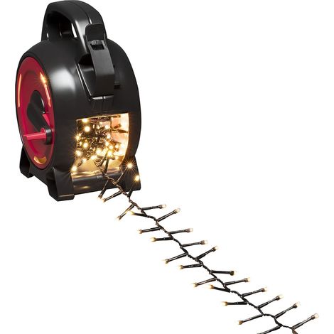 Guirlande lumineuse micro-LED compactes avec enrouleur de câble, 200 diodes blanc chaud, 30 V, extérieur (IP44), Câble noir (1/5)
