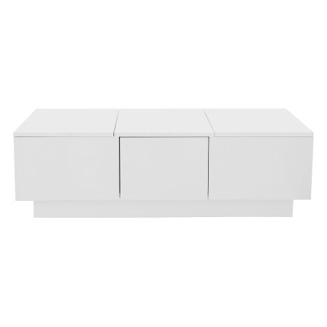 Table basse laquée brillante, ouverture pression, tiroirs double face (1/5)