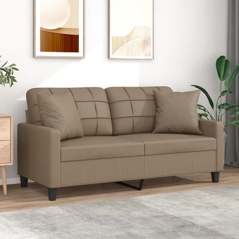 vidaXL Divano a 2 Posti con Cuscini Cappuccino 140 cm in Similpelle