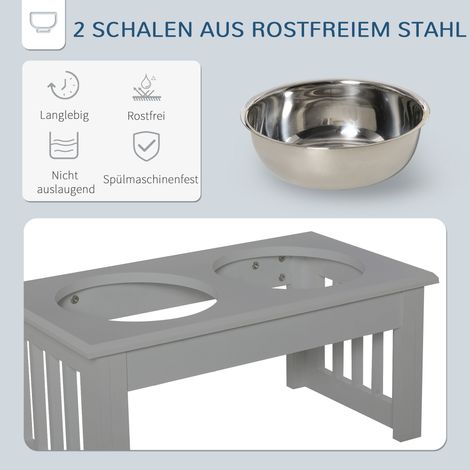 Gamelle pour chien antidérapante, 44x24x15cm, gris, 0,9L par bol (1/5)
