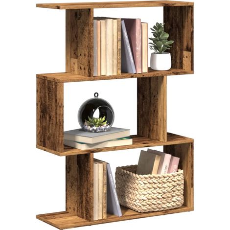 Room Divider Bookcase 3-Tier Old Wood 70x24x97 cm Engineered Wood vidaXL