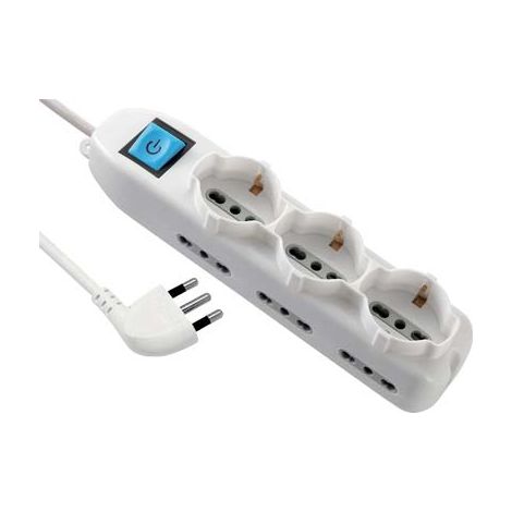 MULTIPRESA BIPASSO + SCHUKO + INT.LUM ELECTRALINE - BIANCO POSTI 9 2P+T 16A n°XMMQ 3X15 MT 15- 2 pezzi