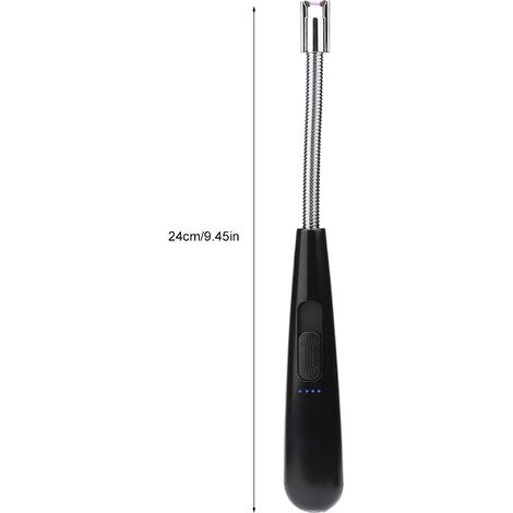 Briquet électrique à arc rotatif à 360°, sans flamme, à impulsion USB, résistant au vent, pour barbecue (noir) (1/5)