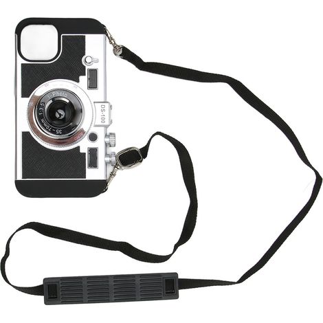 Etui Téléphone - Design Appareil Photo Vintage 3D - Compatible iPhone 13 - Cadre TPU Souple - Sangle Amovible - 1 Pièce (1/5)