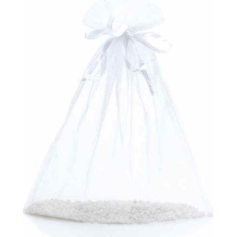 Sacchetti organza bianco neve con coulisse di chiusura in raso è ideale per confezionare articoli, set da 30 pezzi, cm 23x30H (al tirante 24,5)